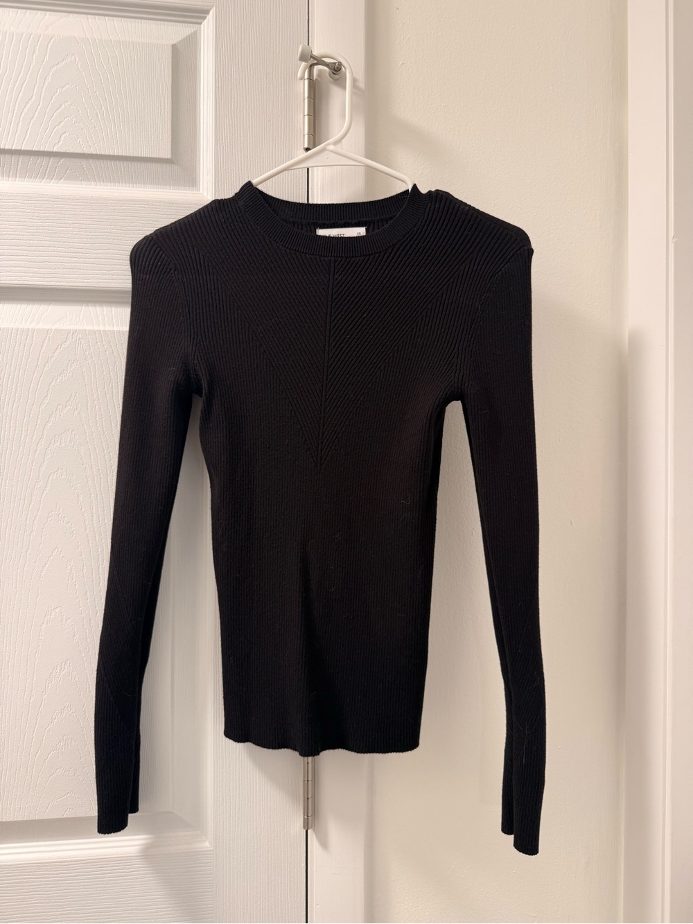 Nine West Black Ribbed Long-Sleeve Sweater